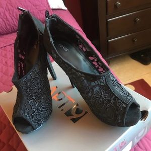 Black lace heels